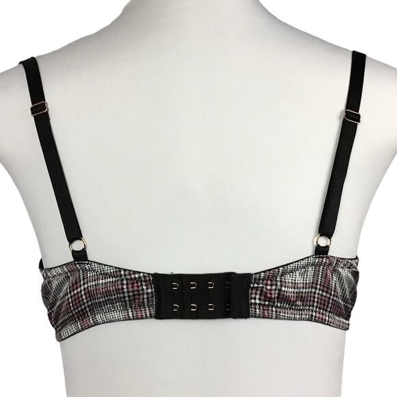 Victoria's Secret Dream Angels Lined Demi Push Up Tartan Plaid Gray Pink Bra 36D - Picture 4 of 9